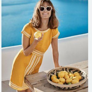 Boden Laura Linen Dress size 4R 4 us Tuscan Sun yellow